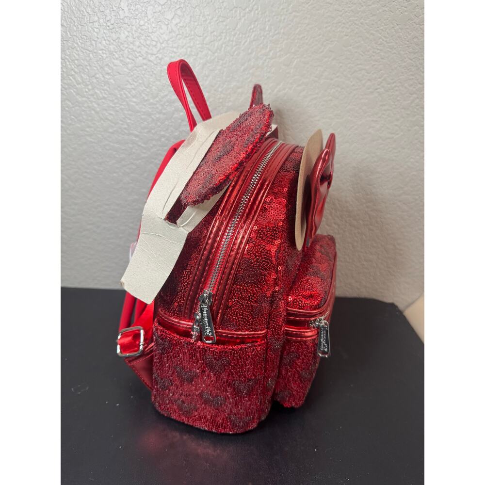 Loungefly Disney Parks Minnie Red Sequin Mini Backpack Bag NWT Hidden Mickey - Picture 4 of 5